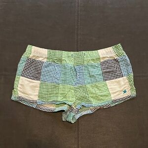 Aerie Checkered Green and Blue Women's Pajama Shorts